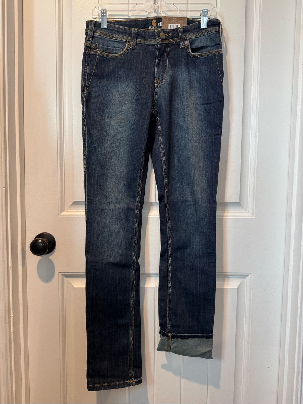 Carhartt Women's Nyona Dark Blue Straight-Leg Jeans 6 Reg